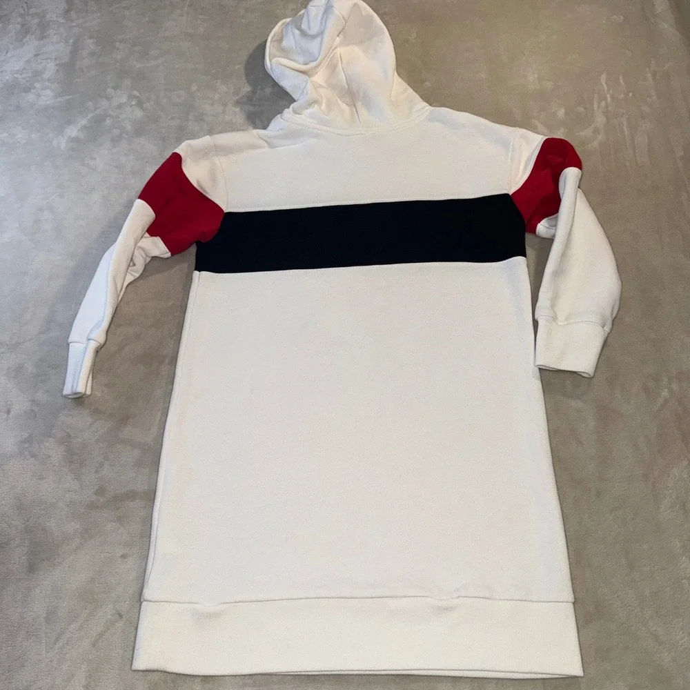 Polo Ralph Lauren Girls White Ski Polo Bear Fleece Hoodie Dress Size M 8-10